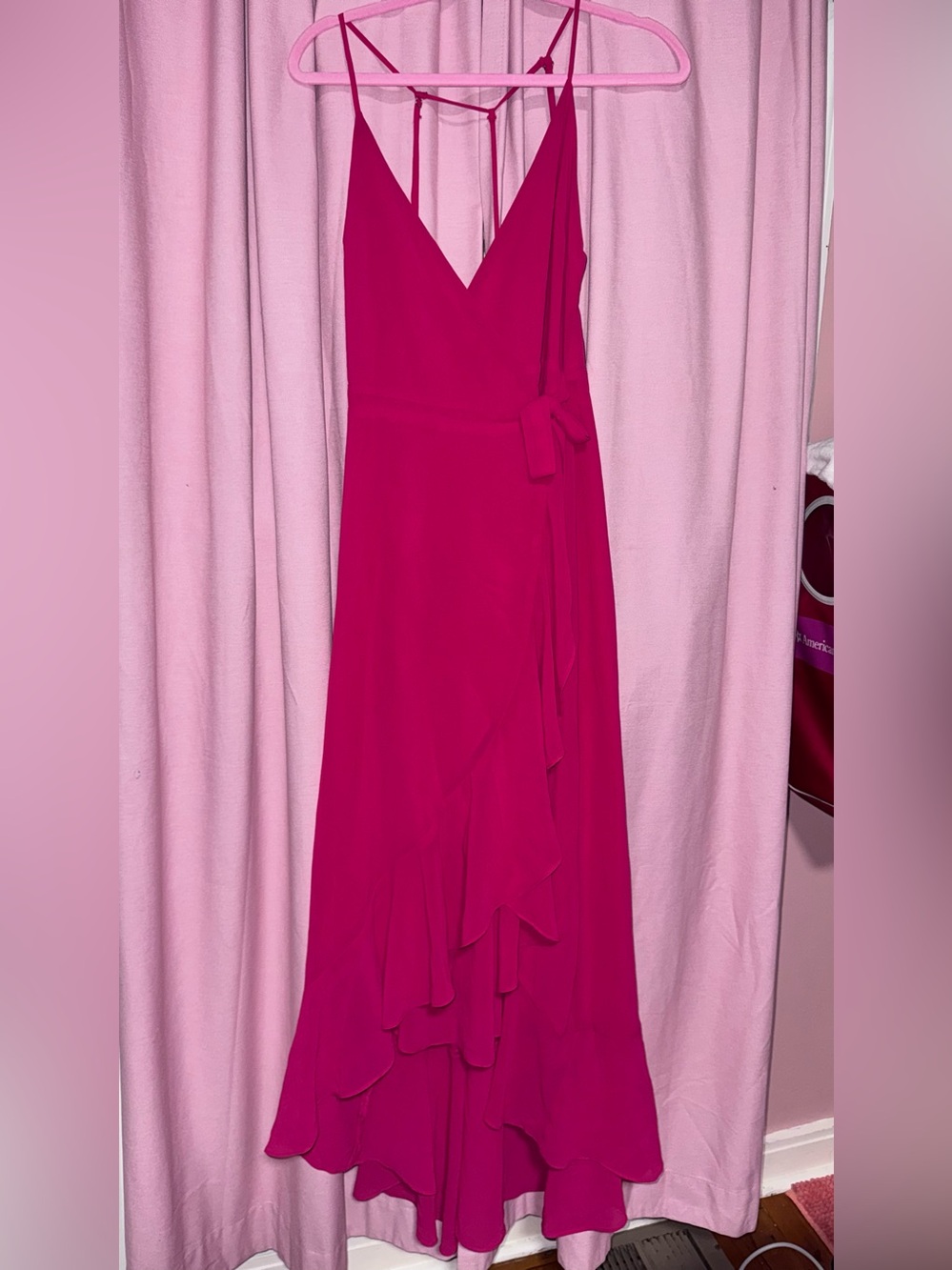 South Moon Under Fuchsia Ruffle Wrap Maxi Dress
